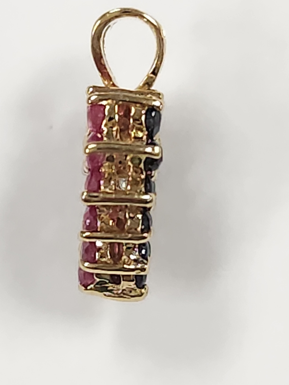 10KP Yellow Gold Ruby Sapphire & Diamond Reversible Heart Pendant , NWT - Picture 11 of 15